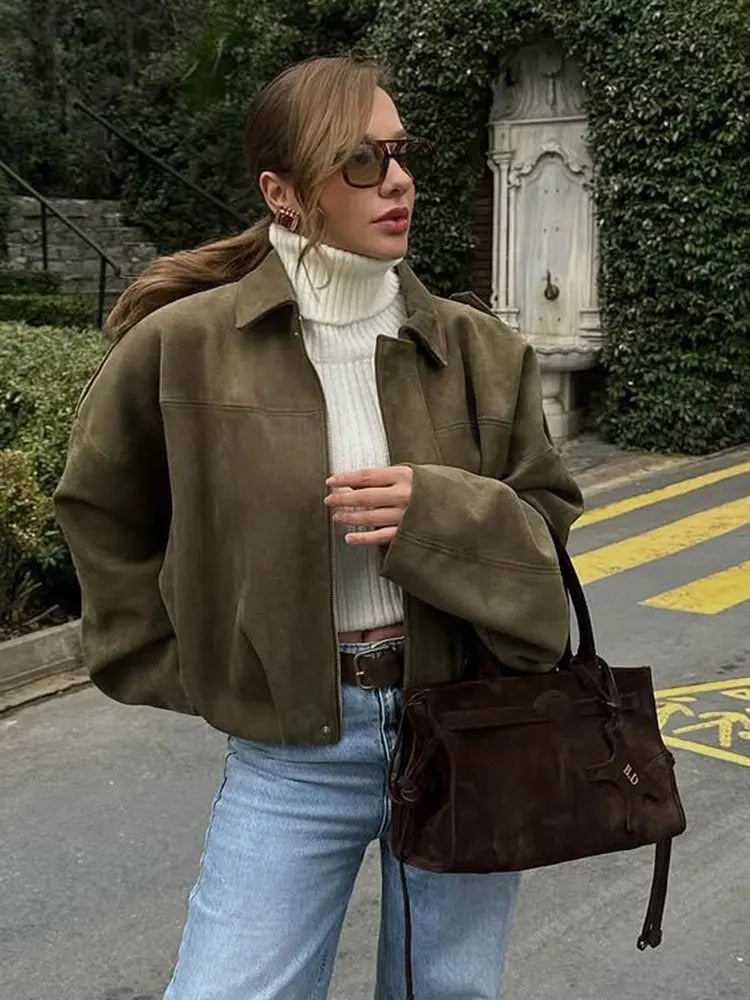 Women Brown Green Jacket