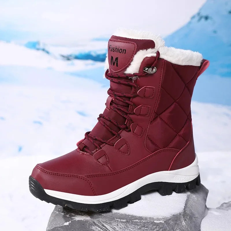 Winter Thickened Mid-Calf Fleece Lined Snow Boots