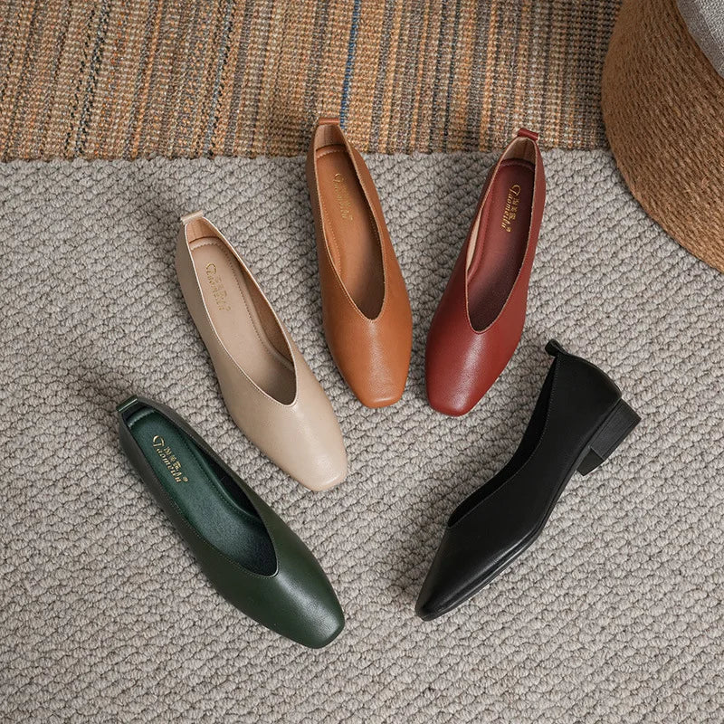 Casual Flats Female Retro Shoes Low Heeled Soft Soled