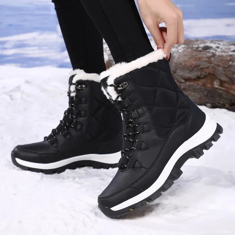 Winter Thickened Mid-Calf Fleece Lined Snow Boots