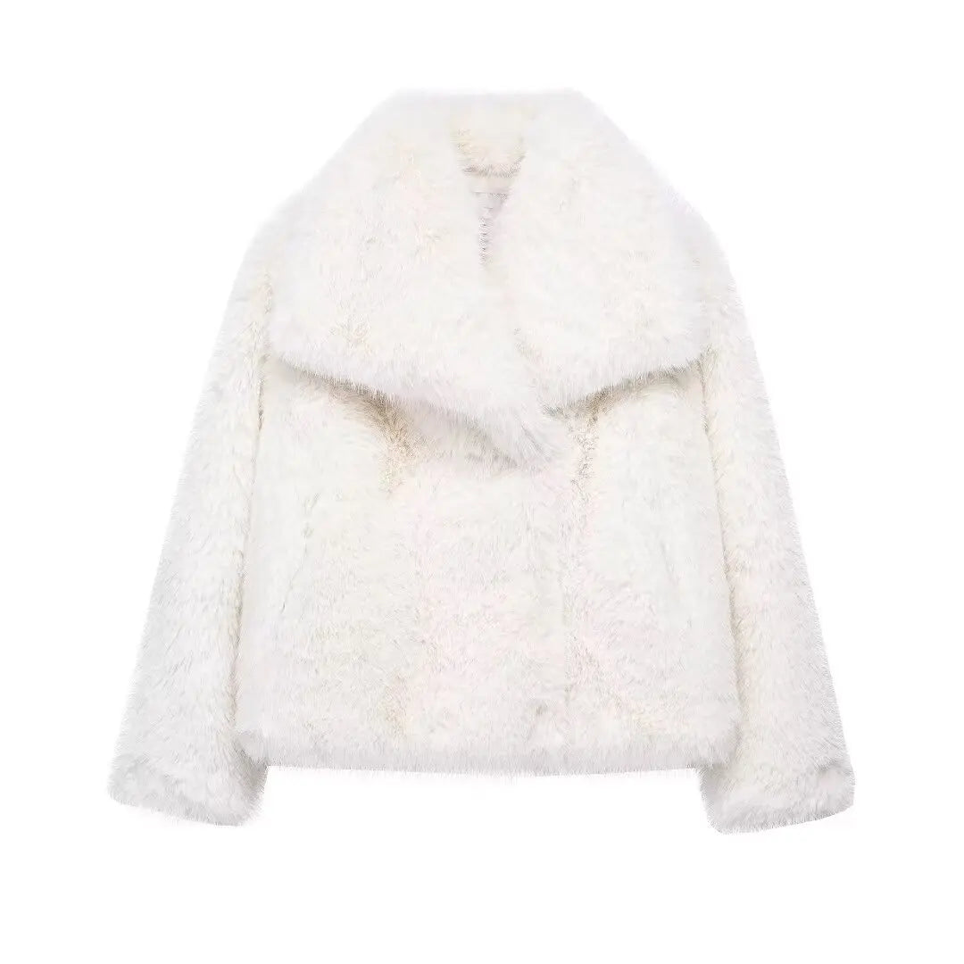Women Fashion Cropped Fur Jacket Coat