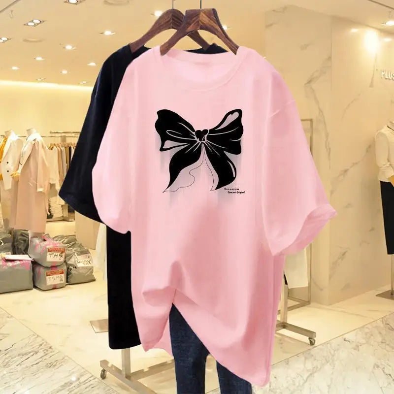 Cotton Loose Round Neck New European Oversized Fashion Tops