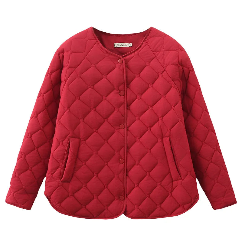 Simple Raglan Padded Coat Thermal Quilted Jacket