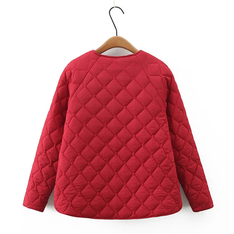 Simple Raglan Padded Coat Thermal Quilted Jacket
