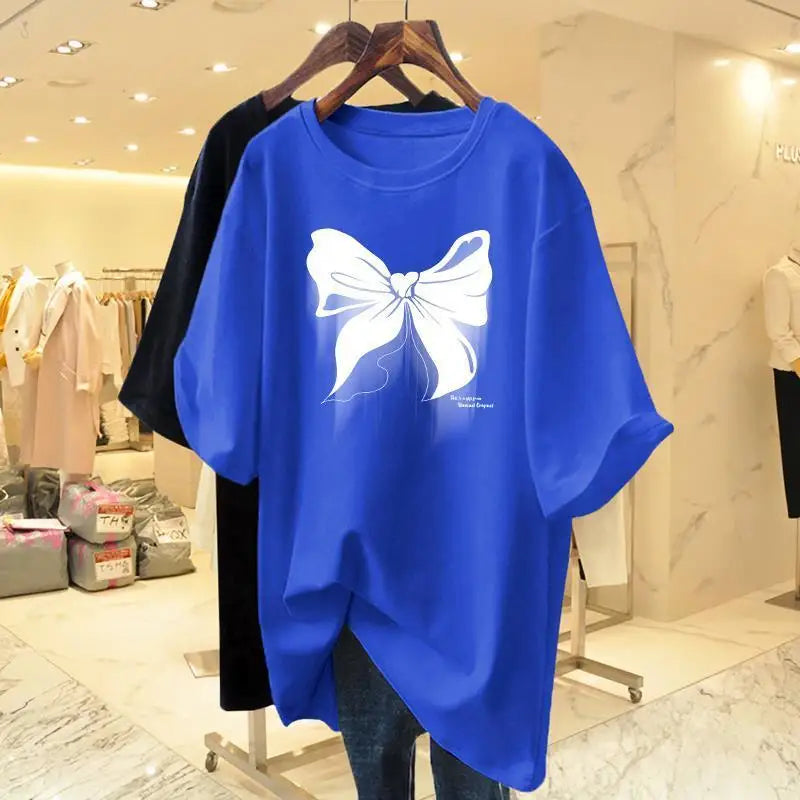 Cotton Loose Round Neck New European Oversized Fashion Tops