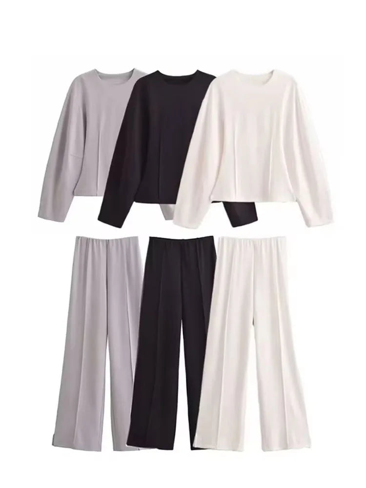 2-Piece Set Double-Sided Fabric Round Neck Casual Wear
