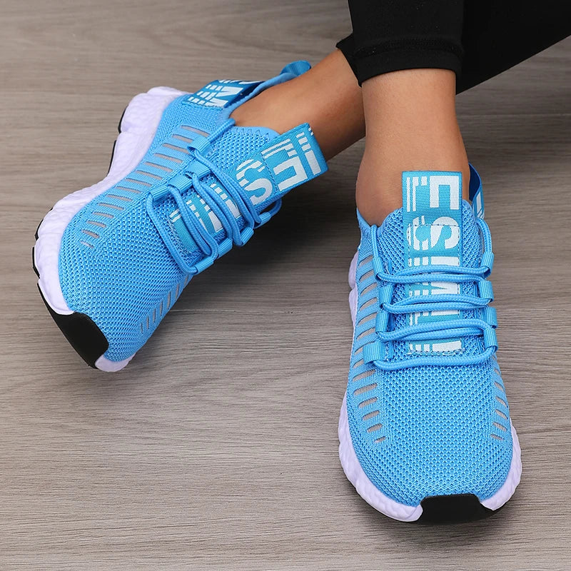 Women's Sneakers Breathable Fashionable Lightweight Soft Lace Up Flexible  Flat Shoes