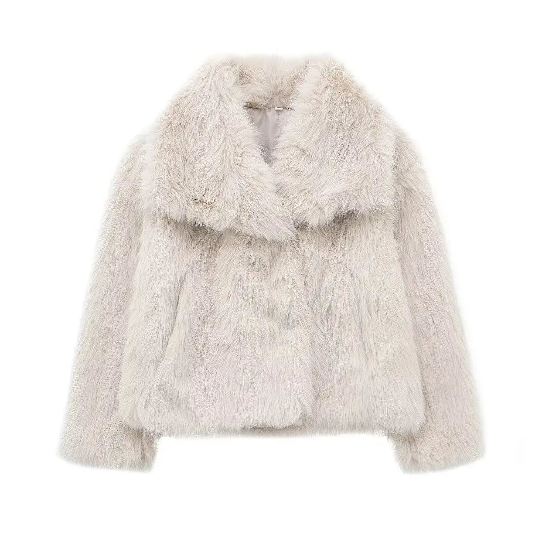 Women Fashion Cropped Fur Jacket Coat