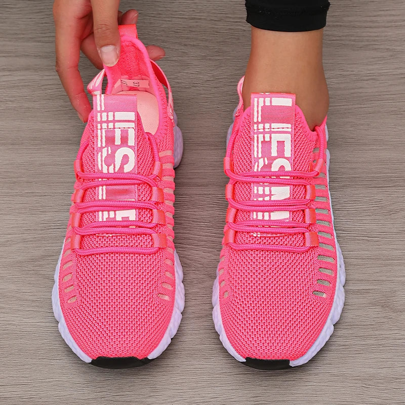 Women's Sneakers Breathable Fashionable Lightweight Soft Lace Up Flexible  Flat Shoes
