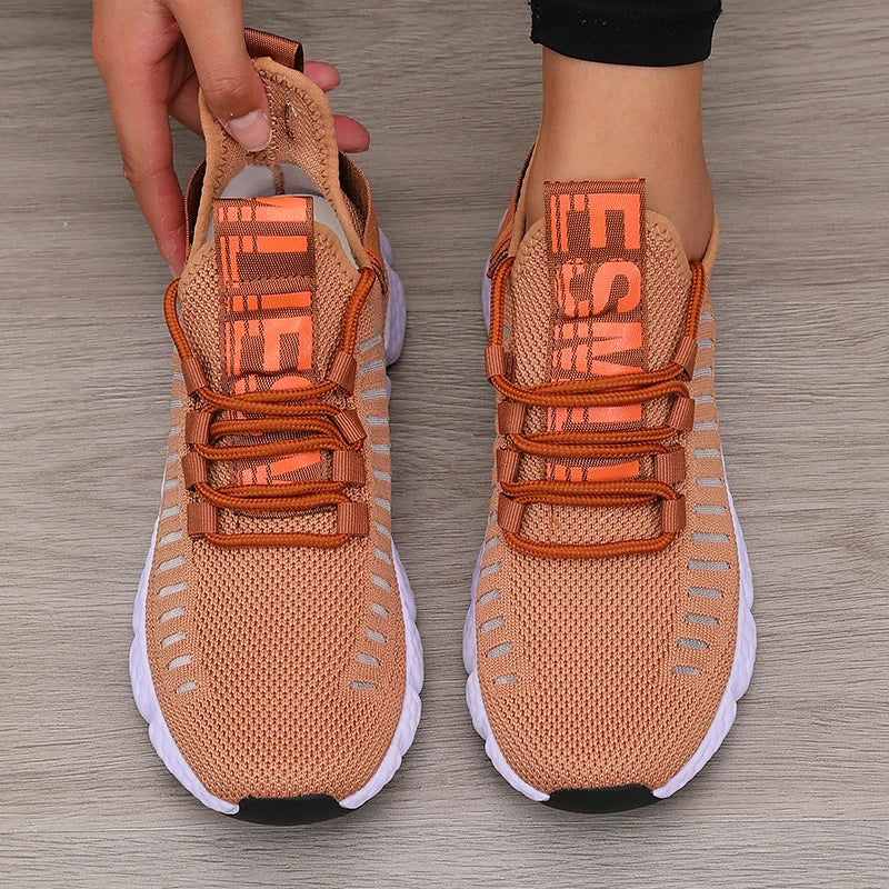 Women's Sneakers Breathable Fashionable Lightweight Soft Lace Up Flexible  Flat Shoes