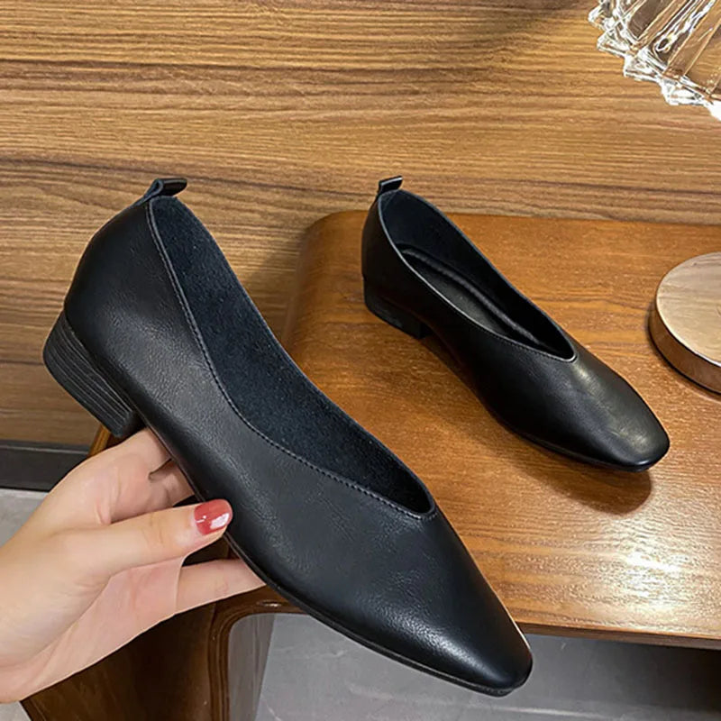 Casual Flats Female Retro Shoes Low Heeled Soft Soled
