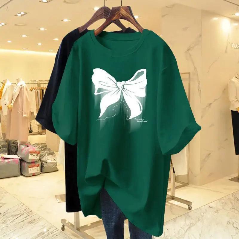 Cotton Loose Round Neck New European Oversized Fashion Tops