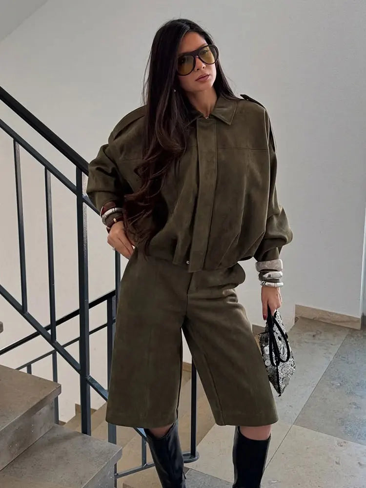 Women Brown Green Jacket
