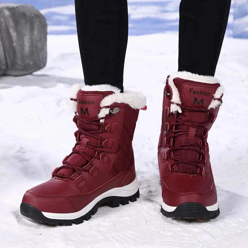 Winter Thickened Mid-Calf Fleece Lined Snow Boots