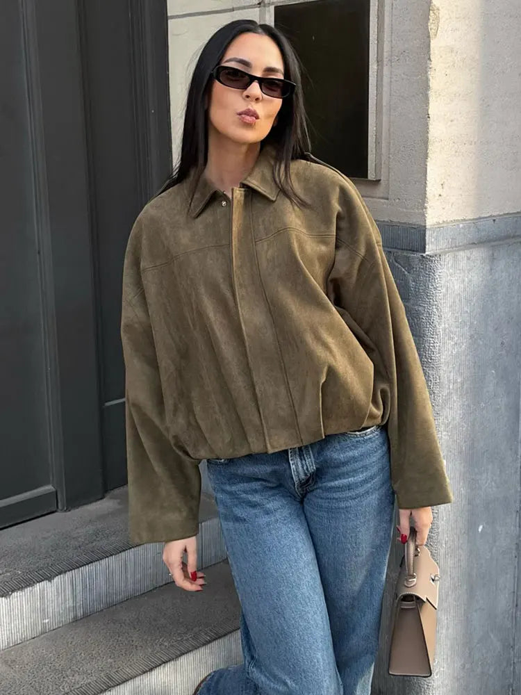 Women Brown Green Jacket