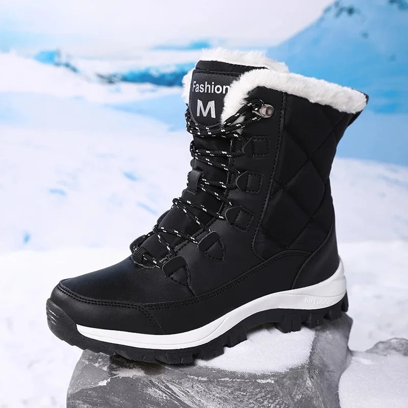Winter Thickened Mid-Calf Fleece Lined Snow Boots