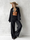Women Casual Cozy Lapel Pink Shirt Pant