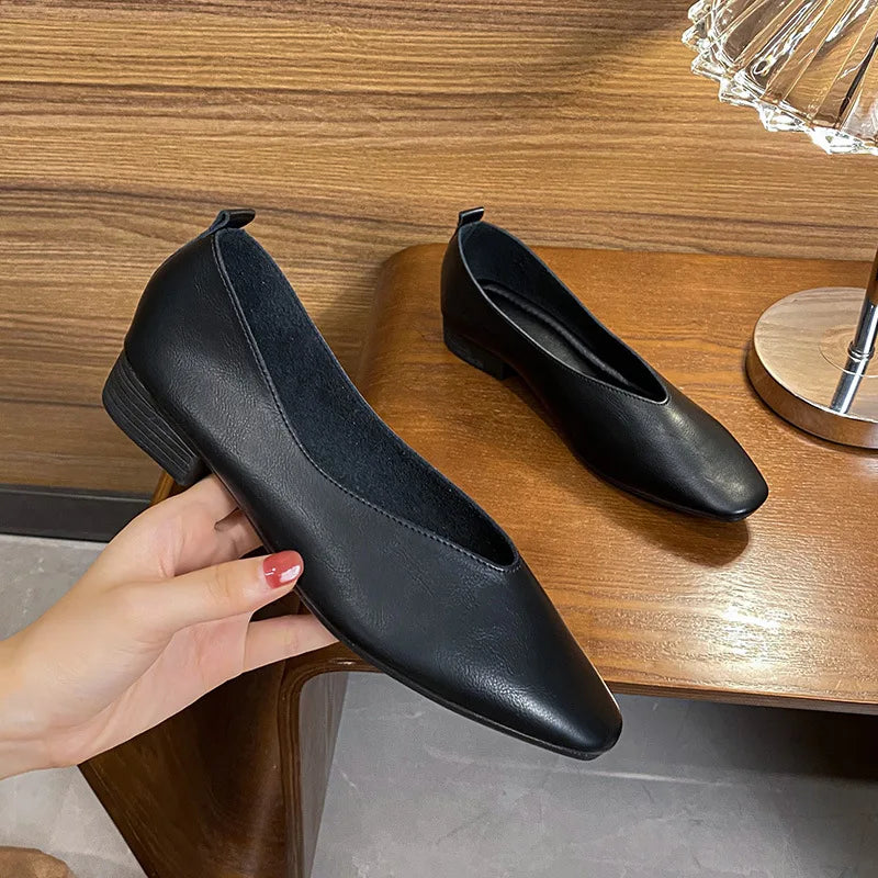 Casual Flats Female Retro Shoes Low Heeled Soft Soled