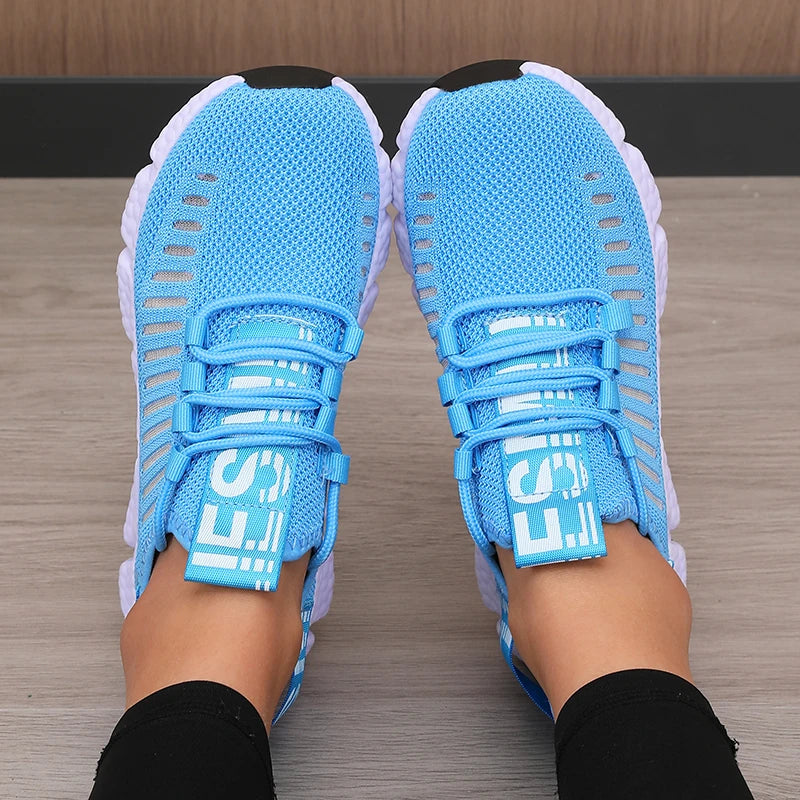 Women's Sneakers Breathable Fashionable Lightweight Soft Lace Up Flexible  Flat Shoes