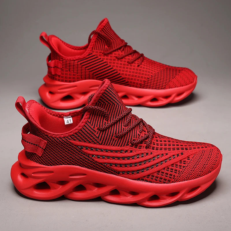 Mesh Tennis Sports Running Walking Outdoor Red Flying Weave Women Slip-on Gym Shoes