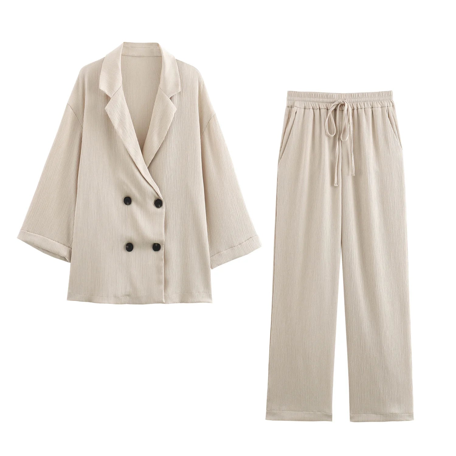 Women Casual Blazer Coat Pants Set