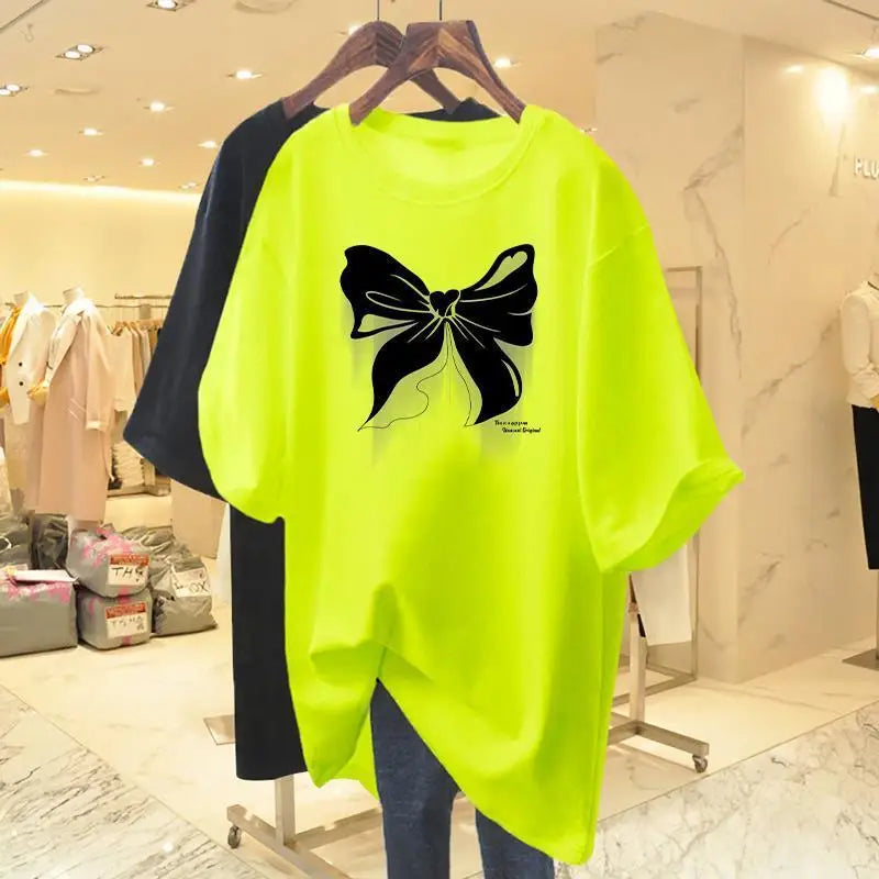 Cotton Loose Round Neck New European Oversized Fashion Tops