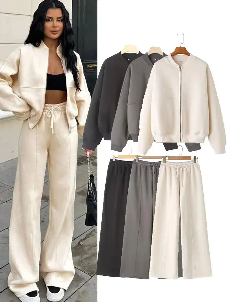 2-Piece Retro Solid Color Street Wear