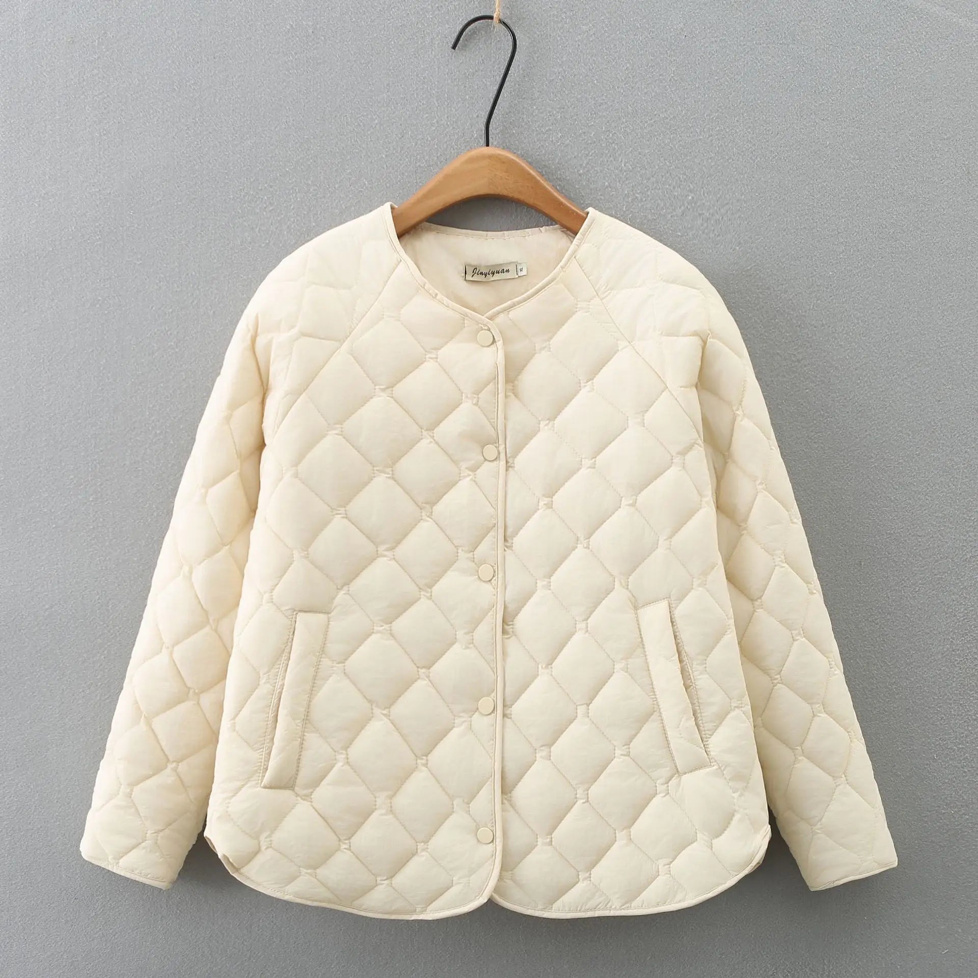 Simple Raglan Padded Coat Thermal Quilted Jacket