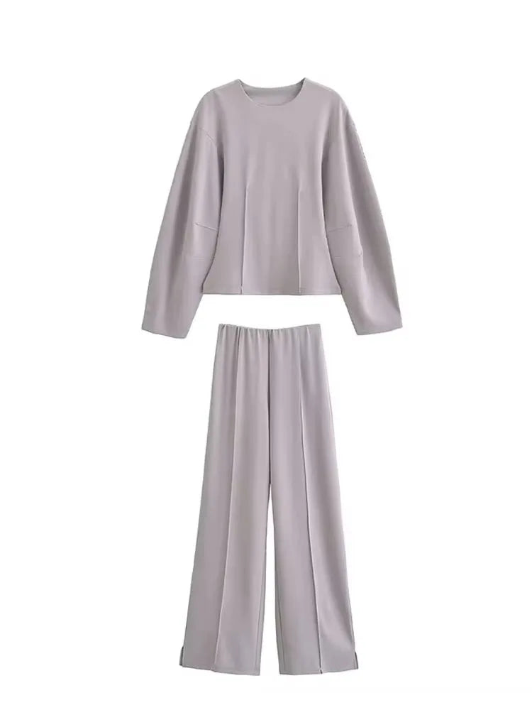 2-Piece Set Double-Sided Fabric Round Neck Casual Wear