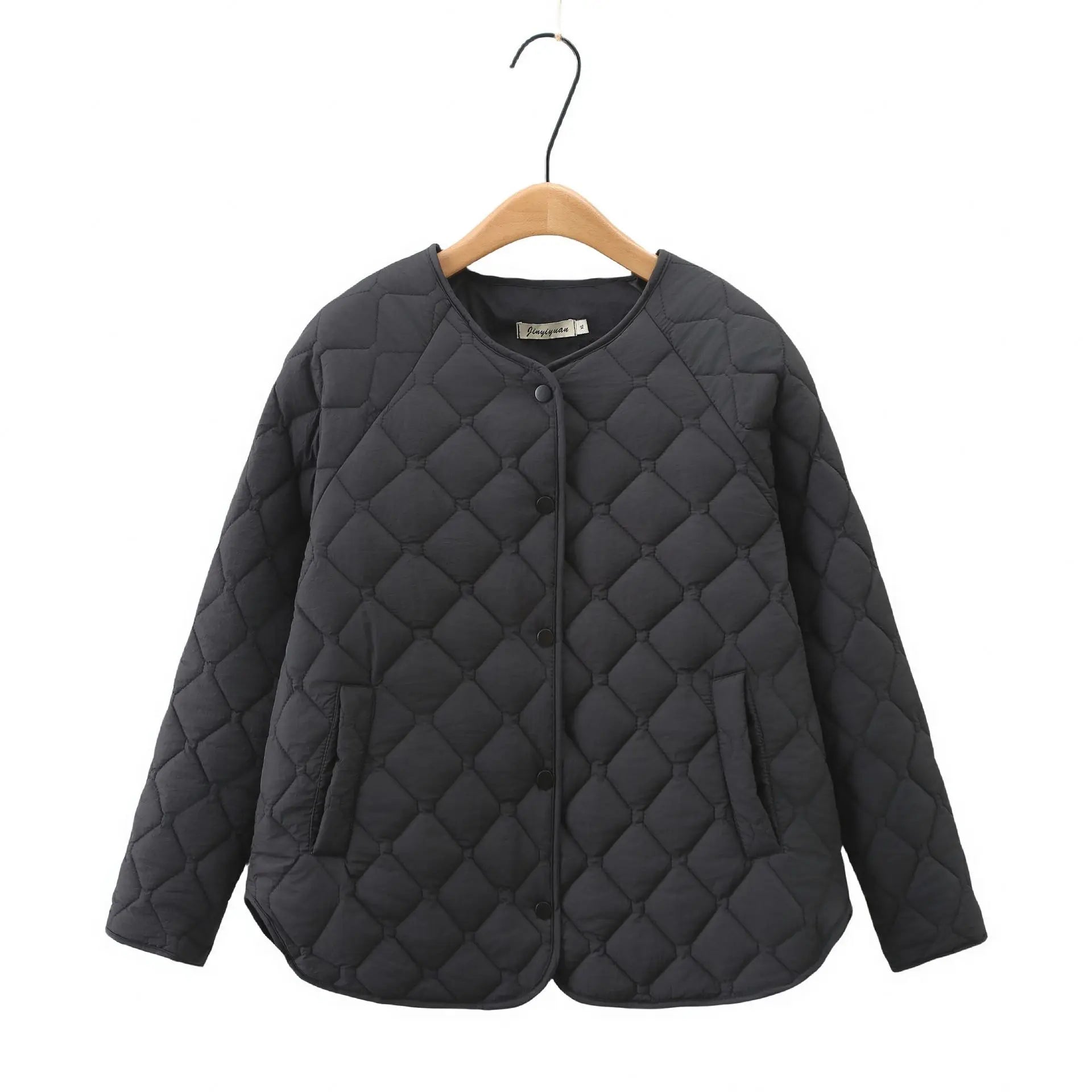 Simple Raglan Padded Coat Thermal Quilted Jacket