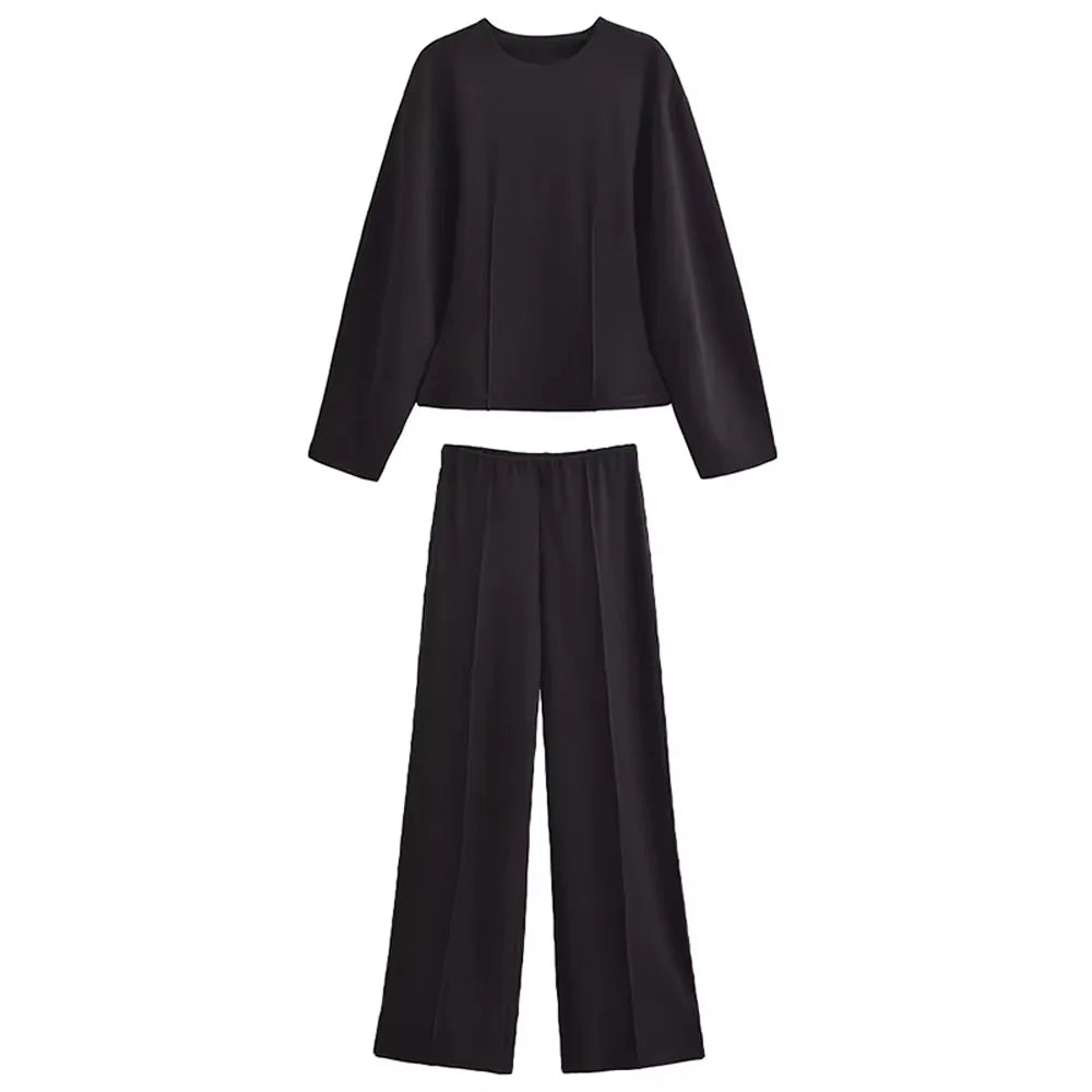 2-Piece Set Double-Sided Fabric Round Neck Casual Wear