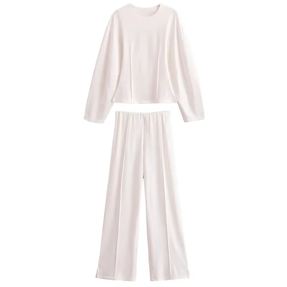 2-Piece Set Double-Sided Fabric Round Neck Casual Wear