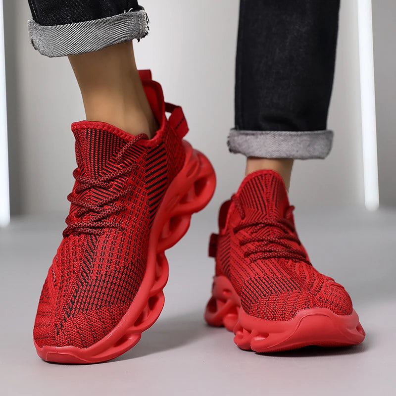Mesh Tennis Sports Running Walking Outdoor Red Flying Weave Women Slip-on Gym Shoes