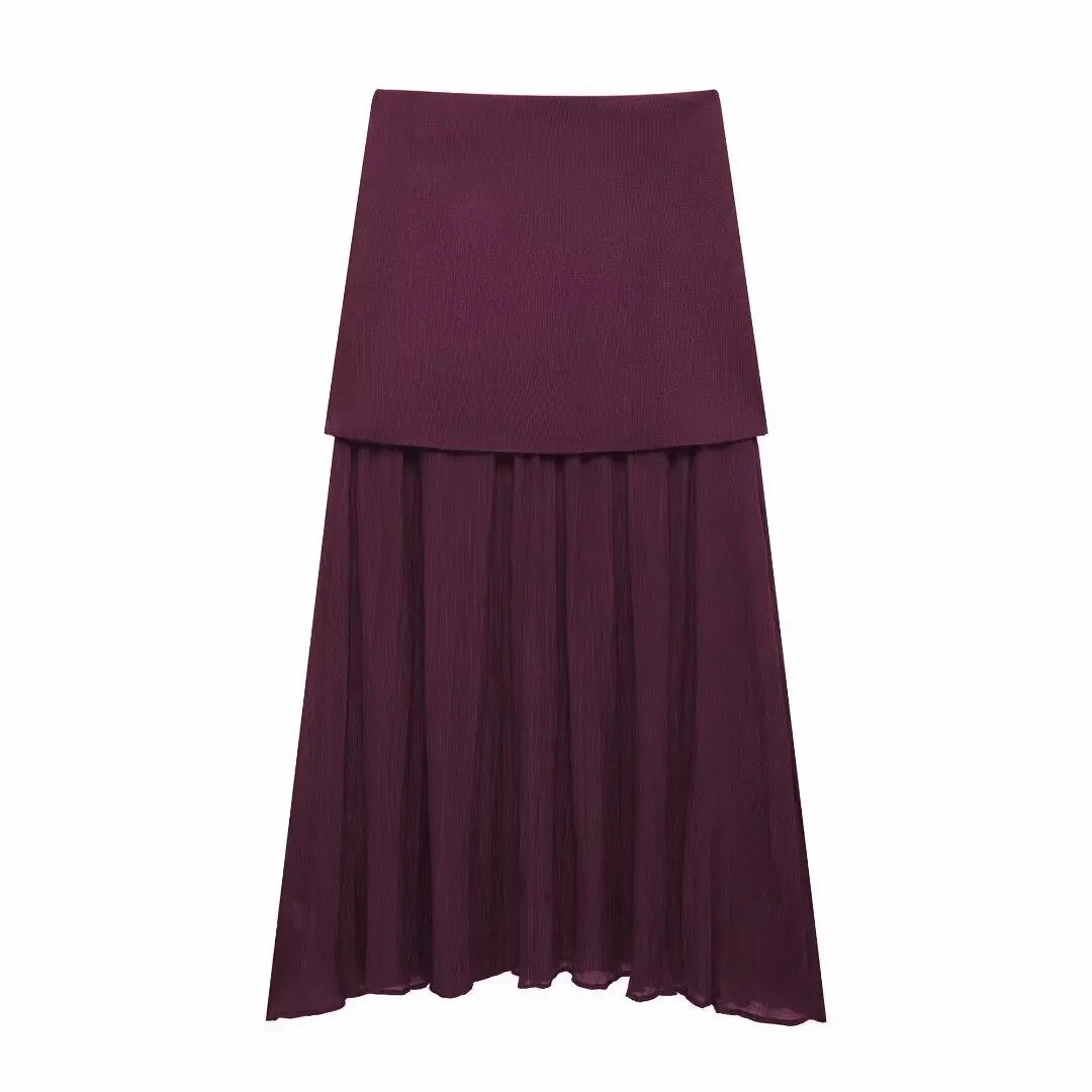 Wine Red Women Skirt Set