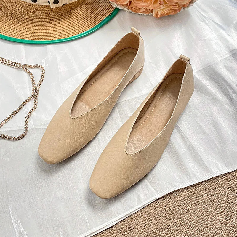 Casual Flats Female Retro Shoes Low Heeled Soft Soled