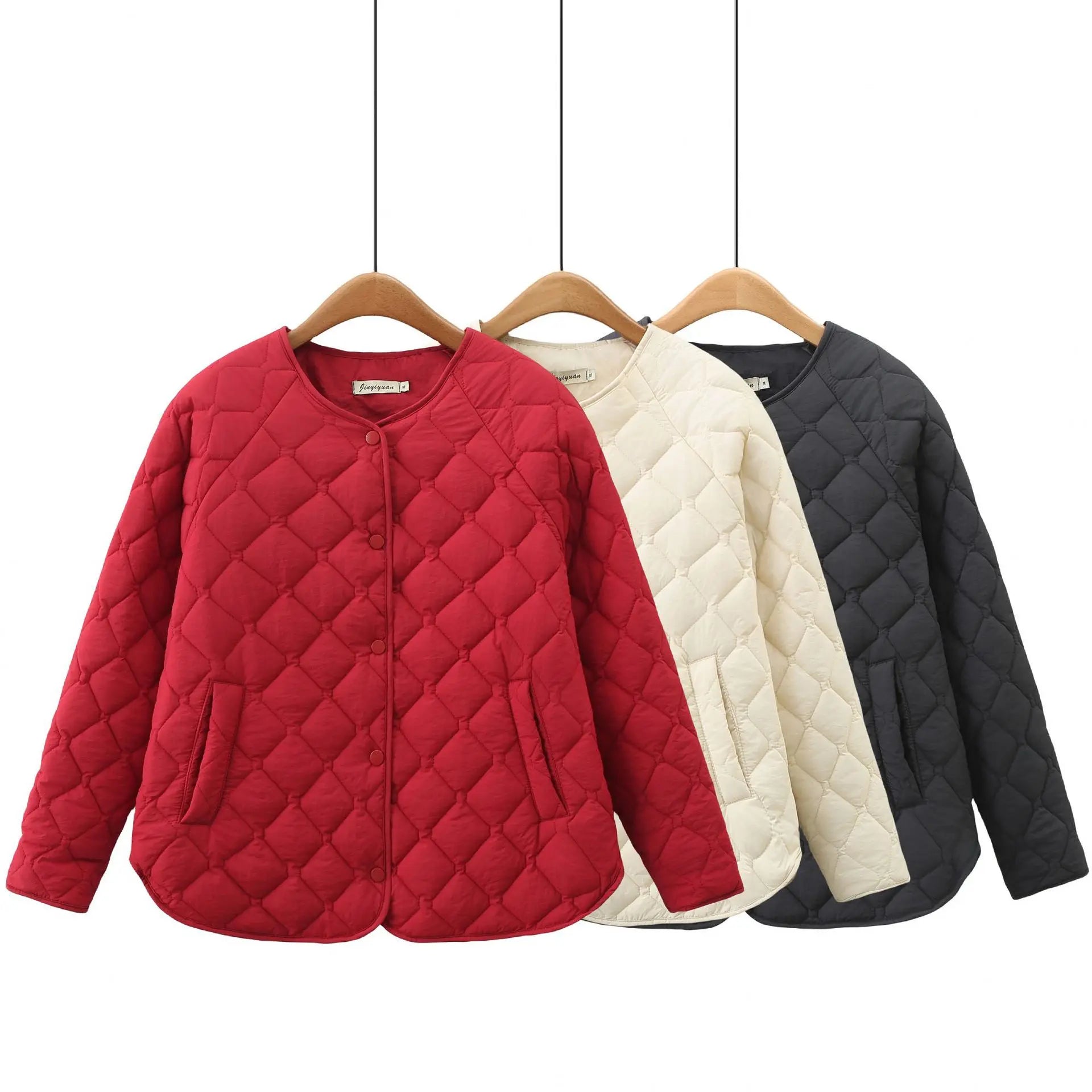 Simple Raglan Padded Coat Thermal Quilted Jacket